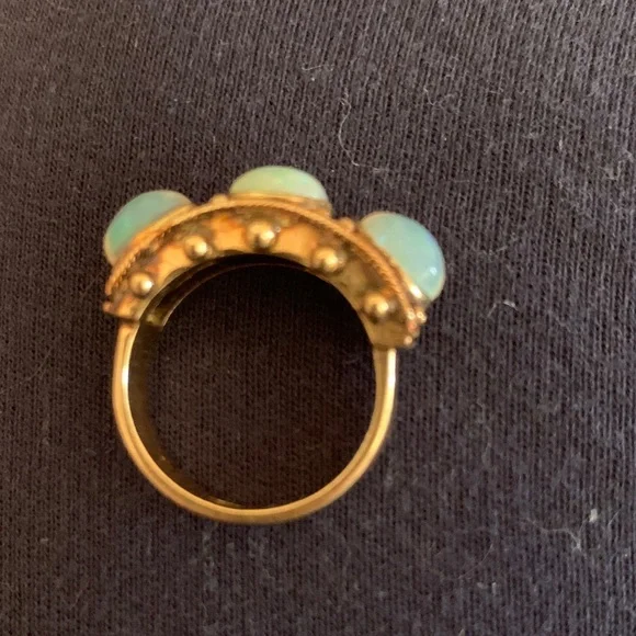Triple Opal ring Vintage set in solid 14k - Picture 4 of 6
